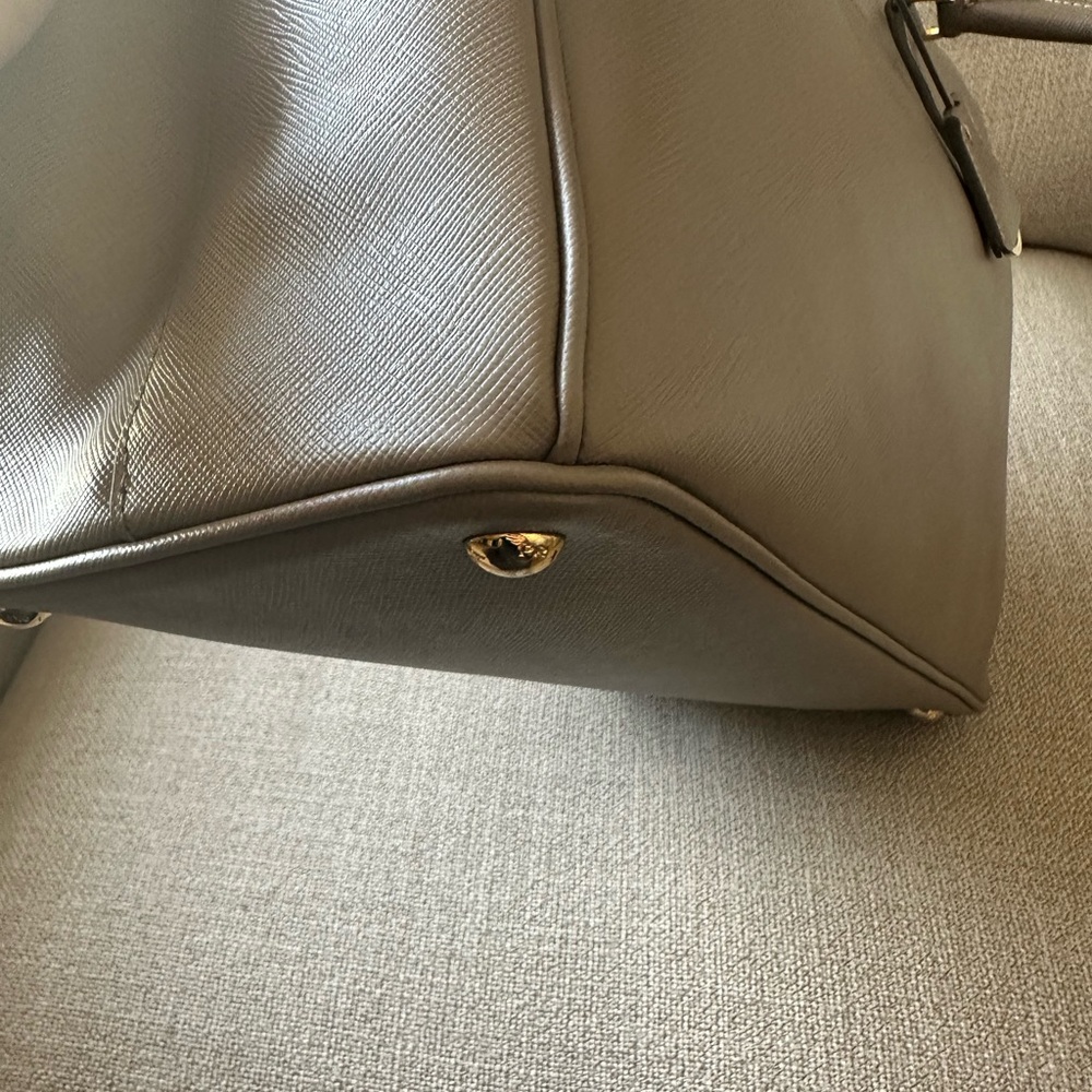 Prada Taupe Leather Handbag with Gold Accents - Picture 13 of 15